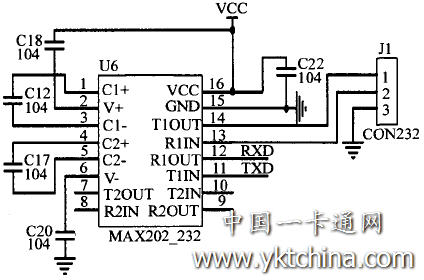 MAX232A与AT89C52的电路连接图