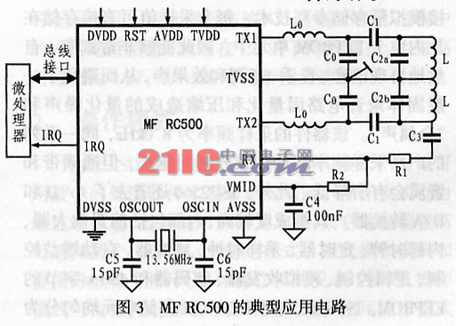 MF RC500的典型应用电路